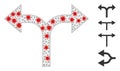 Polygonal Network Bifurcation Arrows Left Right Pictogram with Covid Items