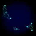 Polygonal Network Mesh Map of Comoros Islands with Light Spots Royalty Free Stock Photo