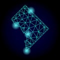 Polygonal Network Mesh Map of District Columbia with Light Spots