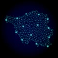 Polygonal Network Mesh Map of Saarland State with Light Spots