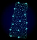 Polygonal Network Mesh Map of Saskatchewan Province with Light Spots