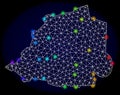 Polygonal Network Mesh Map of Vatican with Bright Spectrum Light Spots