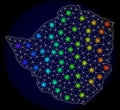 Polygonal Network Mesh Map of Zimbabwe with Colorful Light Spots