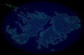 Polygonal Network Mesh Vector Abstract Map of Falkland Islands
