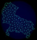 Polygonal Network Mesh Vector Abstract Map of Uttar Pradesh State
