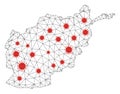 Polygonal Network Mesh Vector Afghanistan Map with Coronavirus
