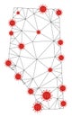 Polygonal Network Mesh Vector Alberta Province Map with Coronavirus