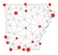 Polygonal Network Mesh Vector Arkansas State Map with Coronavirus