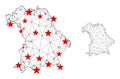 Polygonal Network Mesh Vector Bavaria Land Map with Stars