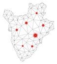 Polygonal Network Mesh Vector Burundi Map with Coronavirus