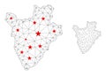 Polygonal Network Mesh Vector Burundi Map with Stars