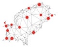 Polygonal Network Mesh Vector Ibiza Island Map with Coronavirus