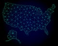 Polygonal Network Mesh Vector Map of USA and Alaska