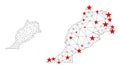 Polygonal Network Mesh Vector Morocco Map with Stars