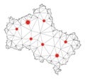 Polygonal Network Mesh Vector Moscow Oblast Map with Coronavirus Royalty Free Stock Photo
