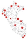 Polygonal Network Mesh Vector Peru Map with Coronavirus Royalty Free Stock Photo