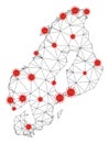 Polygonal Network Mesh Vector Scandinavia Map with Coronavirus