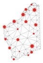 Polygonal Network Mesh Vector Western Australia Map with Coronavirus