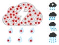 Polygonal Network Thunderstorm Icon with Infectious Centers