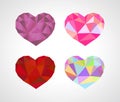 Polygonal origami heart diamond set