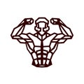 Polygonal outline vector bodybuilder logo