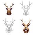 Polygonal portrait of a deer. Vector illustration. Set of vector images.