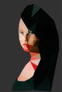 Polygonal portrait young vampire girl