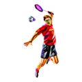 Polygonal professional badminton player Royalty Free Stock Photo