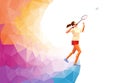 Polygonal professional badminton player. Vector illustration Royalty Free Stock Photo