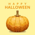 Polygonal pumpkin, happy halloween, polygon fruit isolated vecto