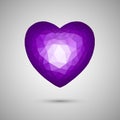 Polygonal purple crystal heart