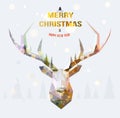 Polygonal reindeer. Christmas card design Royalty Free Stock Photo