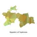 Polygonal republic of Tajikistan map, polygon geometric map