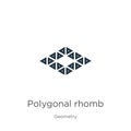 Polygonal rhomb icon. Thin linear polygonal rhomb outline icon isolated on white background from geometry collection. Line vector