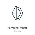 Polygonal rhomb outline vector icon. Thin line black polygonal rhomb icon, flat vector simple element illustration from editable