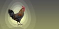 Polygonal Rooster leghorn on the gray yellow background