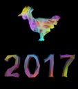 Polygonal rooster and numbers 2017 new year Royalty Free Stock Photo