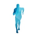 Polygonal running man, abstract blue silhouette Royalty Free Stock Photo