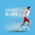 Polygonal running man. Vector geometric illustration. sport is life