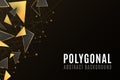 Polygonal shapes. Modern background for your design banner. Low poly. Golden and black triangular forms. Connected lines and dots