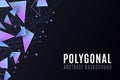 Polygonal shapes. Modern background for your design brochure. Low poly. Purple and blue triangular forms. Connected lines and dots