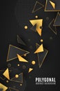 Polygonal shapes. Modern background for your design poster. Low poly. Golden and black triangular forms. Connected lines and dots Royalty Free Stock Photo