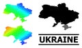 Polygonal Spectrum Map of Ukraine with Diagonal Gradient Royalty Free Stock Photo