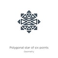 Polygonal star of six points icon. Thin linear polygonal star of six points outline icon isolated on white background from Royalty Free Stock Photo