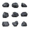 Polygonal stones rock graphite coal elements for computer and app games