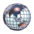 Polygonal style illustration of earth globe, Asia and Oceania view 3D Royalty Free Stock Photo