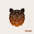 Polygonal tiger head. Wild animal.