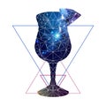 Abstract polygonal tirangle cocktail on open space background. Royalty Free Stock Photo