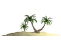 Polygonal triangulated island with palm-tree on white