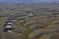 Polygonal tundra landscape in summer